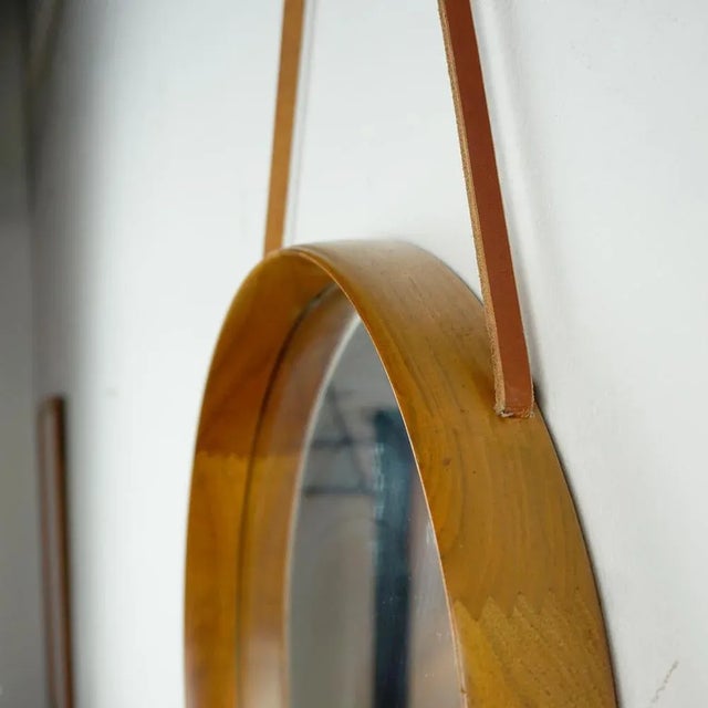 Luxus Scandinavian Teak Mirror attributed to Uno and Osten Kristiansson for Luxus Vittsjö Sweden, 1960s For Sale - Image 4 of 8