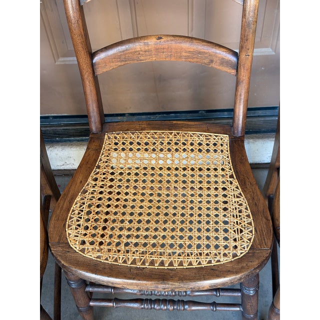 Wood Early 20th Century Antique French Style Cane Seat Chairs - Set of 3 For Sale - Image 7 of 11