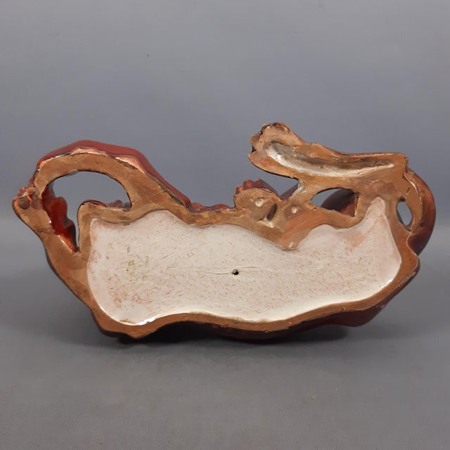 Iridescent Majolica Lion Sculpture, 1950s For Sale - Image 13 of 16