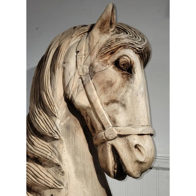 Hand Carved Wood Horse Head For Sale In Los Angeles - Image 6 of 9