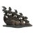 Feng Shui 8 Running Horses Carved Black Jasper Grouping & Wood Base C1920 For Sale - Image 6 of 7