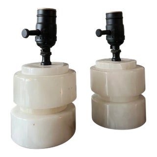 Pair Modern Alabaster Accent Lamps For Sale