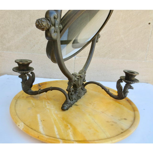 Bronze Antique French Empire Bronze Swan Vanity Mirror For Sale - Image 8 of 11