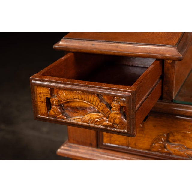 Antique Hand-Carved Chinese Scholar's Writing Desk and Chair Set For Sale - Image 12 of 18