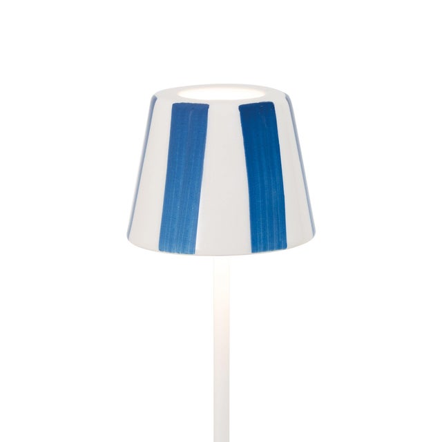 Zafferano Ceramic Light Blue Striped Shade for Poldina Micro Lido Lamp For Sale In New York - Image 6 of 6