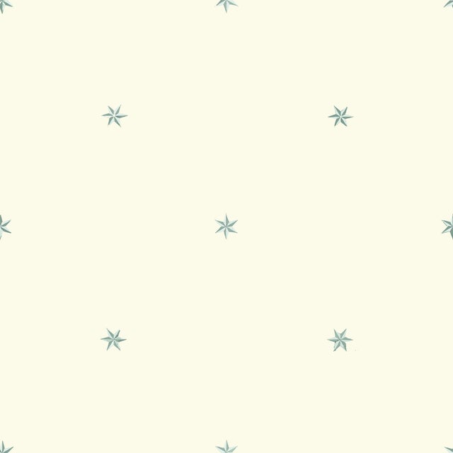Sample - Etoiles Wallpaper by Paule Marrot in Cream and Blue For Sale