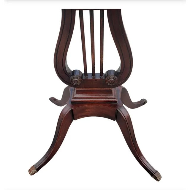 Traditional Vintage Mahogany Lyre Base Rectangular Side Table, C 1940s For Sale - Image 3 of 7