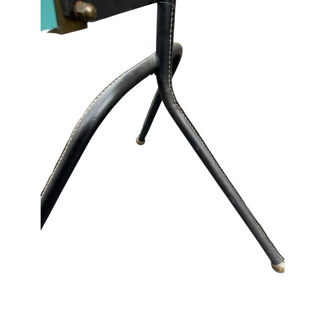 Stitched Leather Dressing Mirror by Jacques Adnet, 1950s For Sale - Image 6 of 10