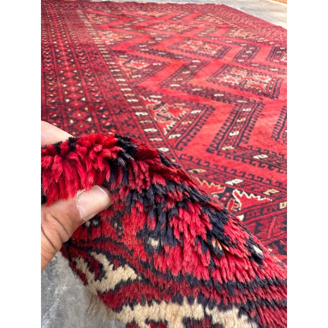 Textile Hand Knotted Vintage Turkomen Qunduzi Rug For Sale - Image 7 of 8