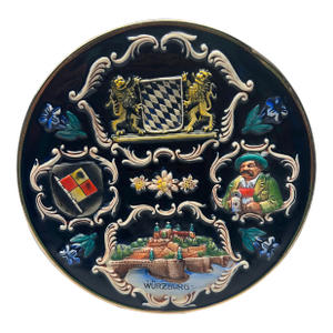 Vintage Collectible German Relief Pottery Plate Wurzburg