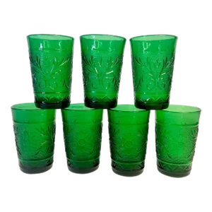 Antique Americana Art Deco Sandwich Glass Co Juice or Shot Glasses - Set of 7