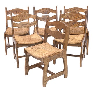 Vintage Chairs by Guillerme & Chambron, 1950s, Set of 6 For Sale