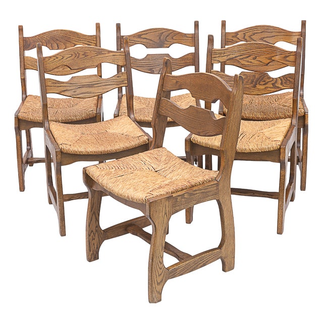 Vintage Chairs by Guillerme & Chambron, 1950s, Set of 6 For Sale
