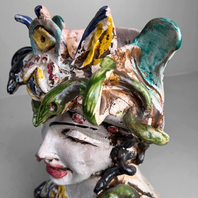 Ceramic Anthropomorphic Ceramic Bust Vase by Gennaro Condurso, Seminara, Italy, 2010s For Sale - Image 7 of 17