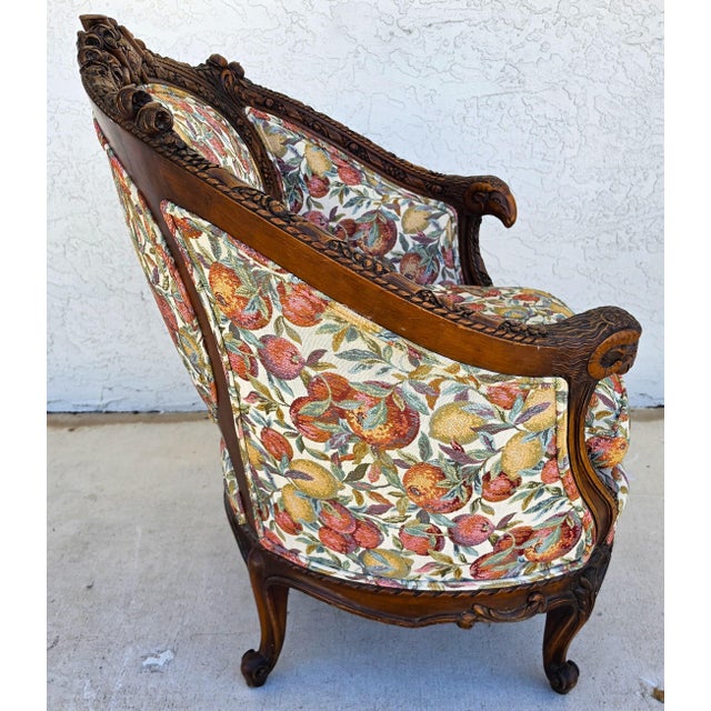 Early 20th Century Antique French Regency Rams Heads Walnut Club Lounge Chair For Sale - Image 5 of 18