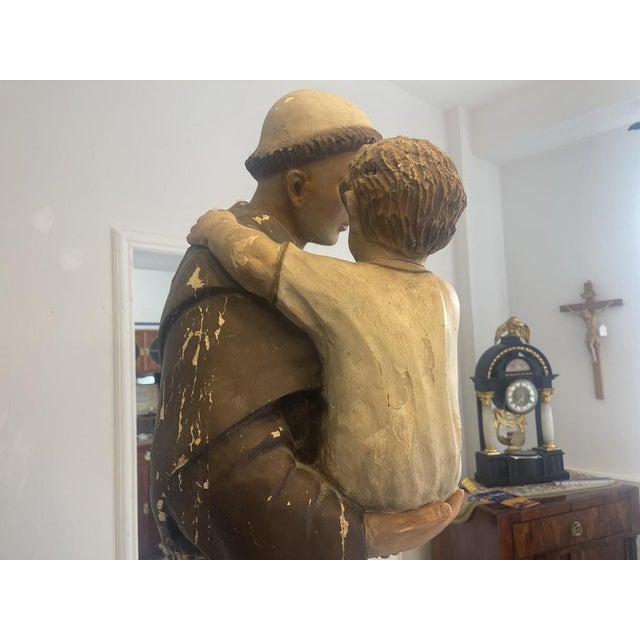 Brown Baroque Antonius with Child Figure in Wood For Sale - Image 8 of 18