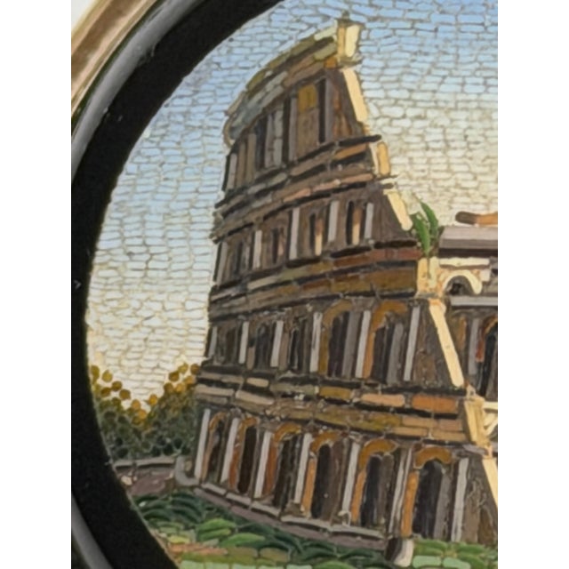 Victorian Grand Tour Italian Micromosaic Yellow Gold Brooch Depicting the Colosseum C1870 For Sale - Image 10 of 18