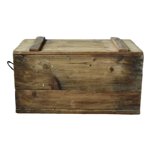 Large Wood Trunk, 1940s For Sale