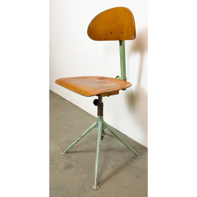Industrial Green Workshop Chair, 1950s For Sale - Image 11 of 18