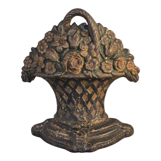 Antique Cast Iron Multi Flower Basket Doorstop Numbered For Sale - Image 9 of 9