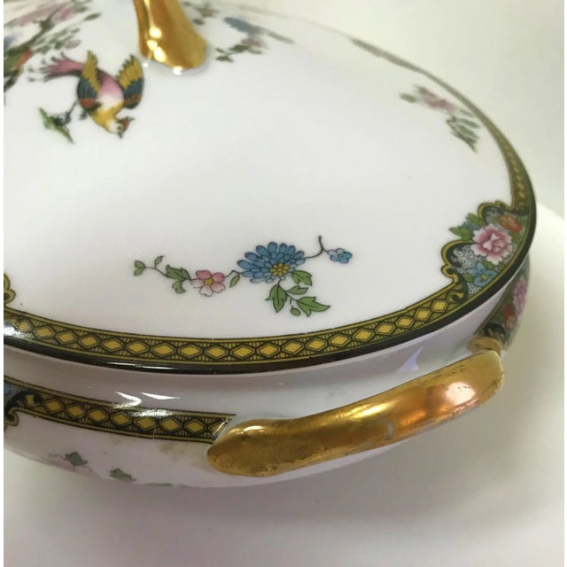 1920s Japanese Noritake Porcelain "Pheasant" Pattern Serving Dish With Lid Circa 1920's For Sale - Image 5 of 11