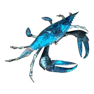 Vintage Patinated Metal Crab Figure For Sale