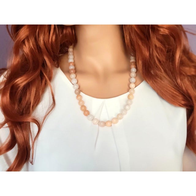 Oregon Peach Opal Beaded Necklace by Noblesse Oblige Studio, 24.5" For Sale In Cleveland - Image 6 of 11