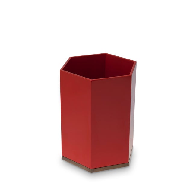 Hexagonal Bin in Chinese Red Veere Grenney for The Lacquer Company