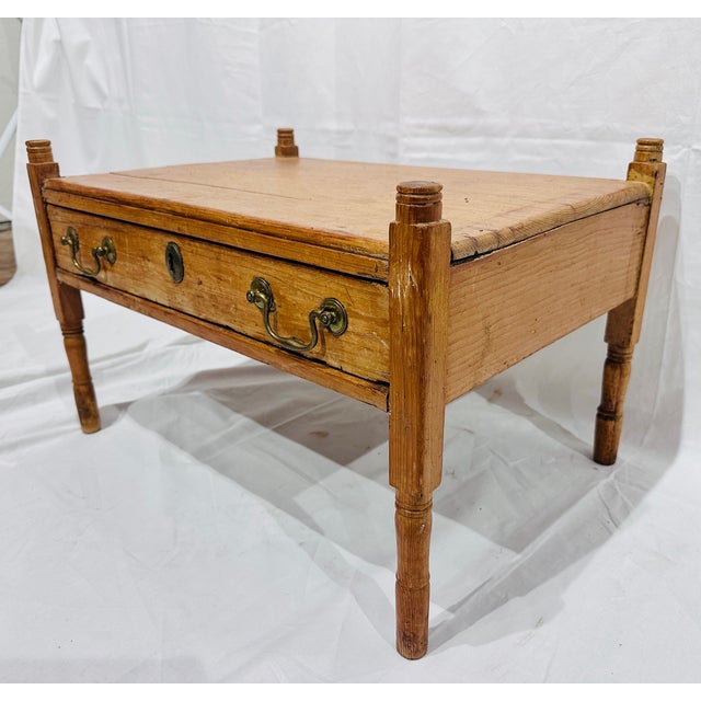 Antique Scrubbed English Pine Foot Stool Side Table For Sale - Image 4 of 8