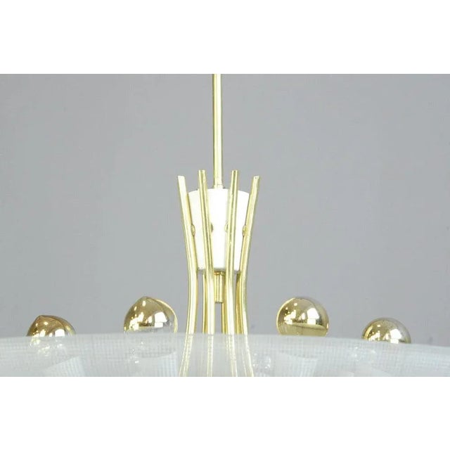 Large Mid-Century Modern Brass and Glass Pendant Light, 1960s For Sale - Image 10 of 13