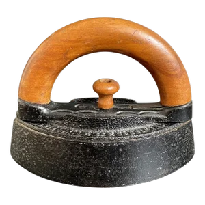 Antique 1870 Enterprise Mfg Co Philadelphia Cast Iron Sad Iron With Wood Handle
