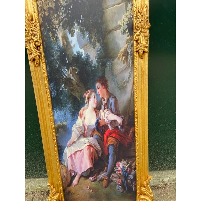 1970s French Louis XVI Gold Beech Fabric Frames 2pc For Sale - Image 15 of 18