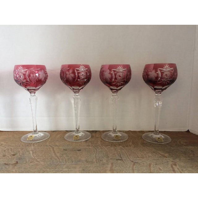 1940sPink Crystal Cut to Clear Goblets, Set of Four For Sale - Image 9 of 11
