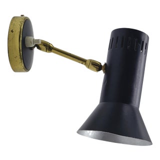 Black Metal and Brass Wall Lamp from Stilnovo, Italy, 1950s For Sale