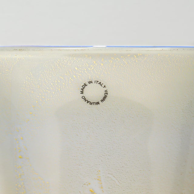 Large Venini Gold and Blue Laguna Glass Vase by Tomaso Buzzi For Sale - Image 12 of 13