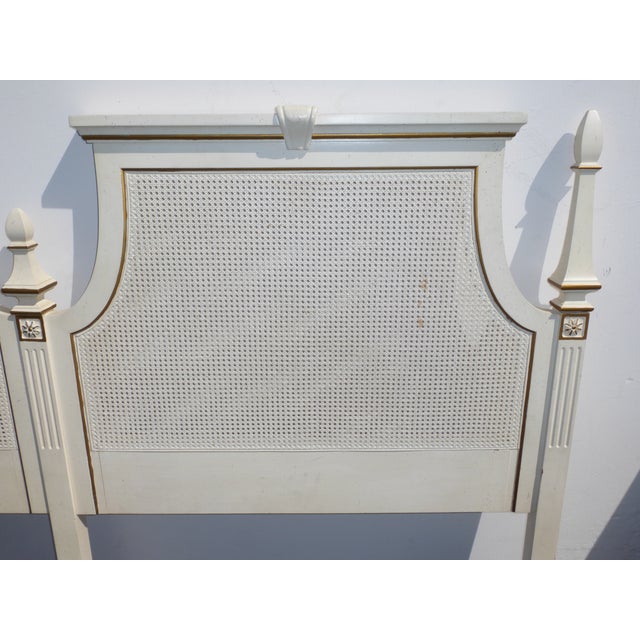 French Provincial White & Gold Cane Headboard Chairish