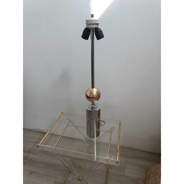 Metal Table Lamp attributed to Philippe Barbier, 1960s For Sale - Image 7 of 7