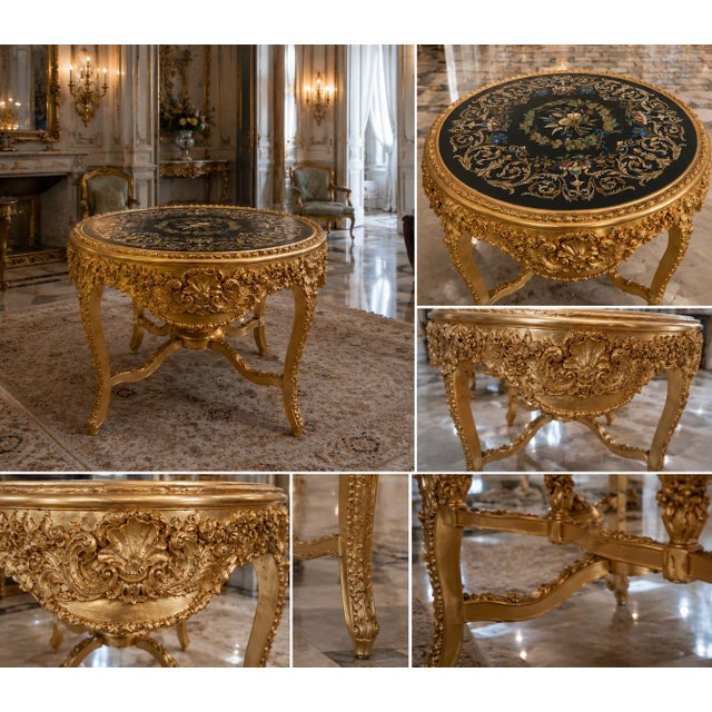 1980s Italian Artisan Baroque Gold Beech Floral Center Table For Sale - Image 11 of 18