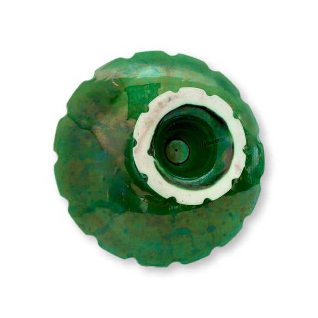 Antique French Green Majolica Compote For Sale - Image 4 of 5