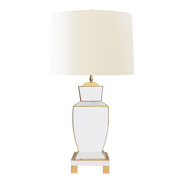Biance White & Gold Metal Painted Lamp For Sale
