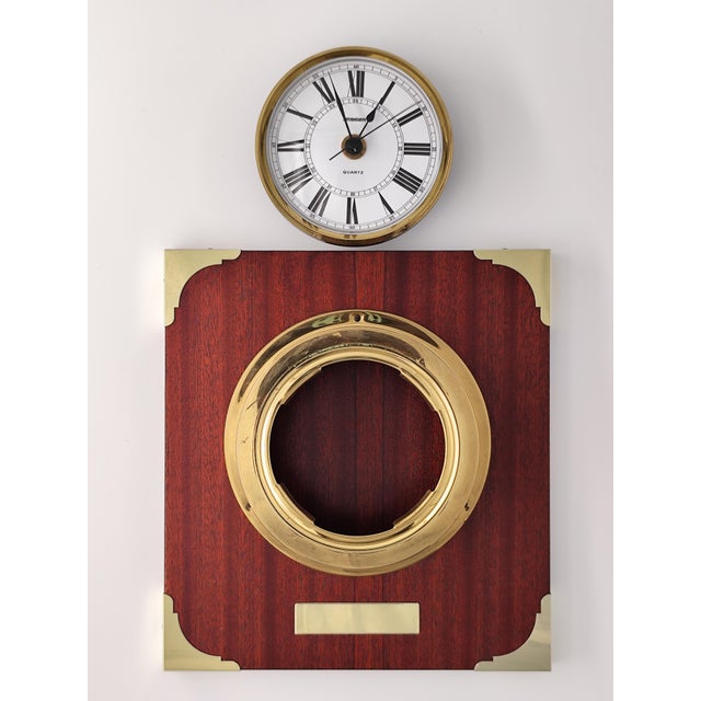 1970s Staiger Maritime Wall Clock in Brass and Wood, 1970s For Sale - Image 5 of 8