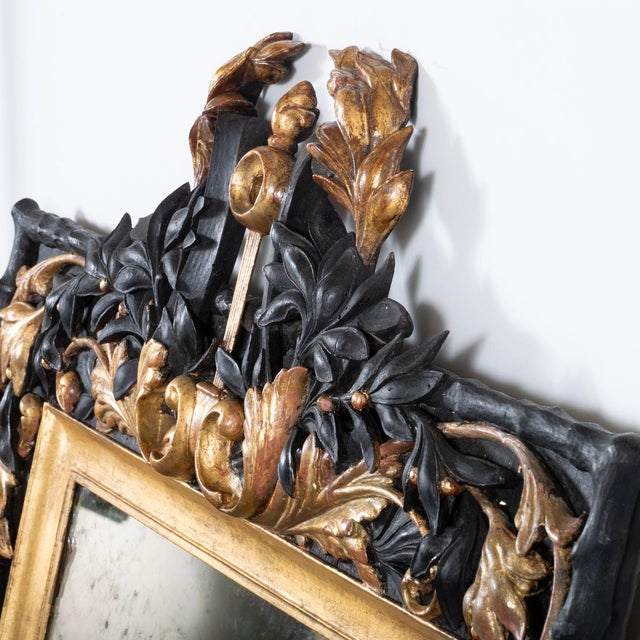 Gilded and ebonized oak Baroque mirror For Sale - Image 10 of 11
