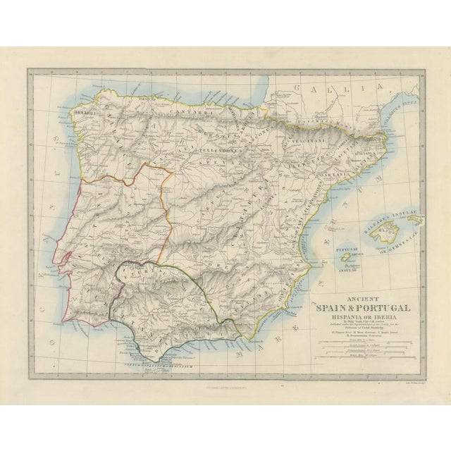 Antique Map of Spain and Portugal, 1850 For Sale - Image 3 of 10