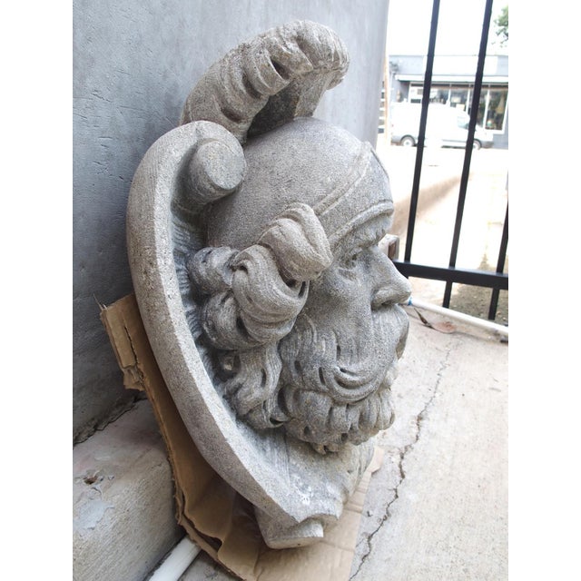 Stone Italian Carved Limestone Fountain Spout of the Roman God Mars For Sale - Image 7 of 12
