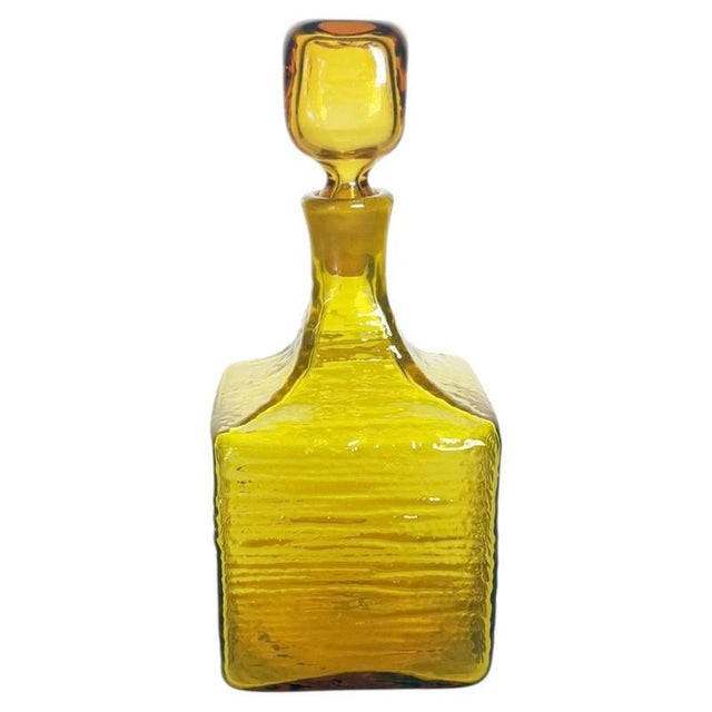 Yellow Glass Bottle with Stopper, France, 1970s For Sale - Image 12 of 12