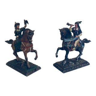 Vintage Medieval Woman and Man Cast Iron Bookends - a Pair For Sale