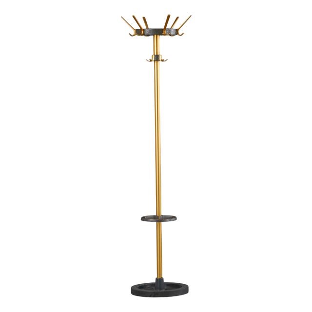 Vintage Brass & Metal Coat Stand from Jacques Adnet, France, 1950s For Sale