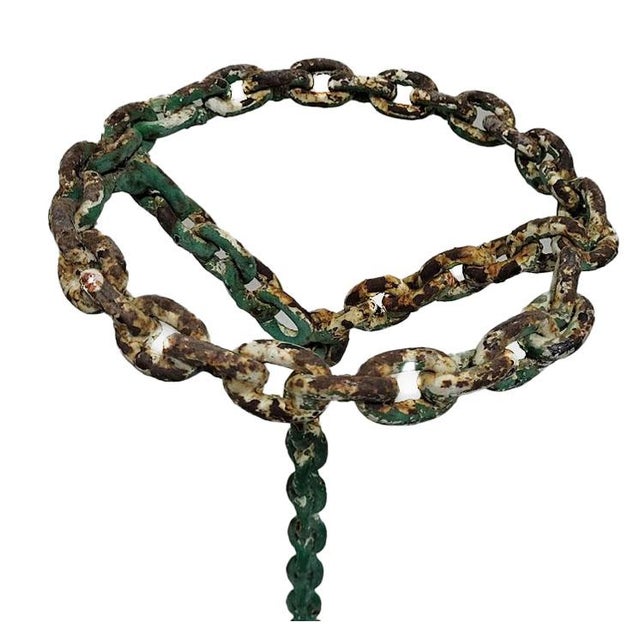 1970s 1970s Mid-Century Modern Brutalist Welded Iron Chain Link Stand For Sale - Image 5 of 5