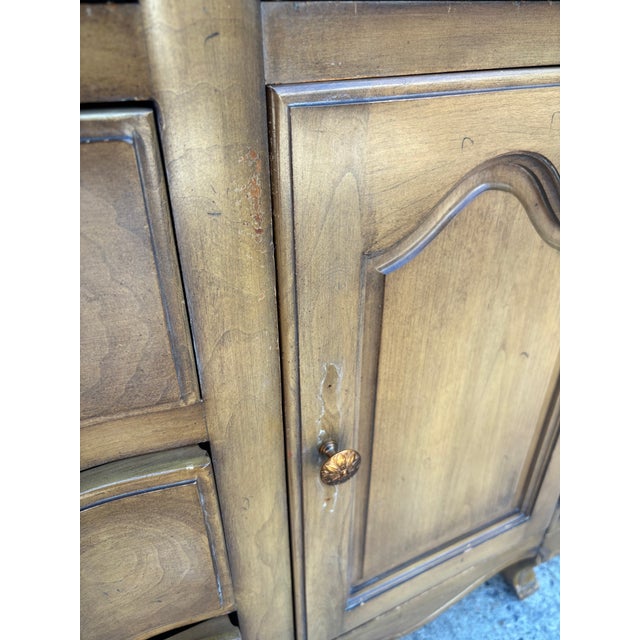 French Provincial Credenza Sideboard | Vintage Buffet Cabinet With Serpentine Front For Sale - Image 12 of 12