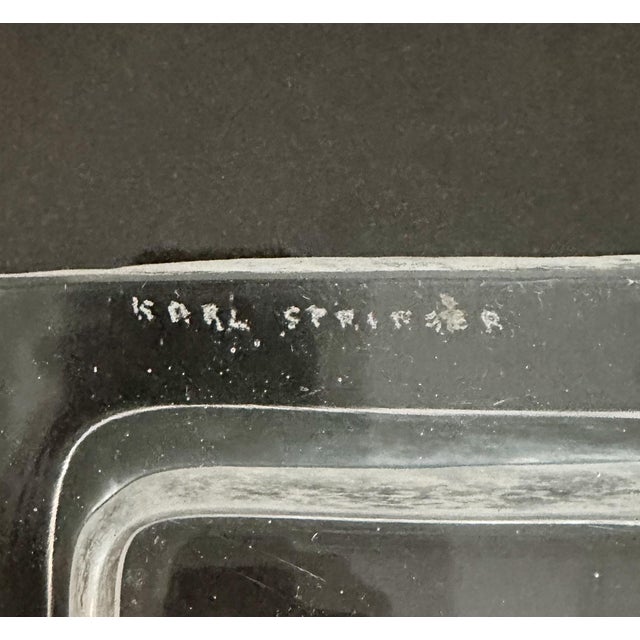 Signed Karl Springer Square White Venetian Scavo Glass Catchall Bowl, 1980s For Sale - Image 10 of 10